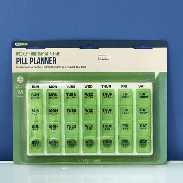 Easy Dose Pill Planner Weekly/one-day-at-a-time ตลับบาง สีเขียว